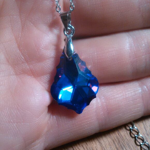 Magic Color Crystal Baroque Brass Pendant Stainless Steel Necklace - Picture 11 of 15